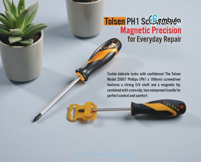 Tolsen PH1 Phillips Head Screwdriver - 100mm Blade | Model 20007 | CrV Steel | GriPro Series