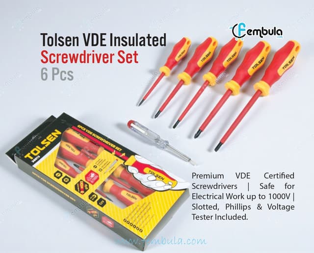 Tolsen VDE Insulated Screwdriver Set | 1000V Certified | 6 Pcs | Model 38013