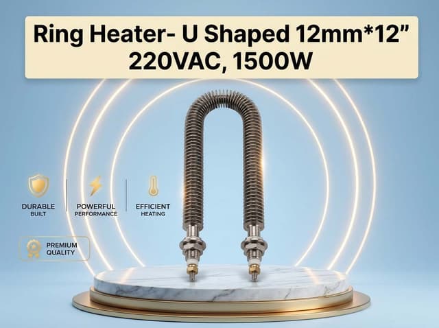 12mm × 12 Inch U Shaped Ring Heater 220VAC 1500W – Industrial Electric Heating Element