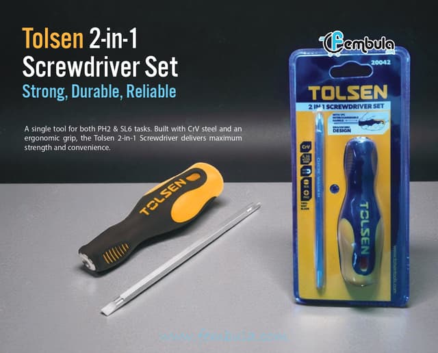 Tolsen 2-in-1 Interchangeable Screwdriver Set | PH2 & SL6 | CrV Steel | Model 20042