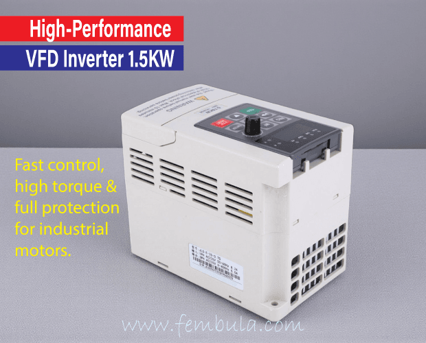 Deluxe Variable Frequency Drive (VFD) Inverter 1.5KW – High Torque, Low Noise, 220V Input, 3-Phase 440V Output