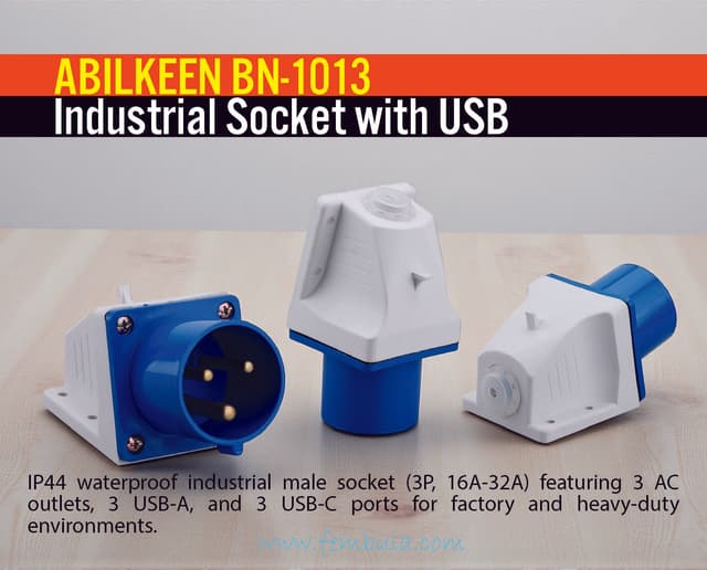 ABILKEEN BN-1013 Industrial Waterproof IP44 Male Socket | 3 Poles | 16A-32A | 220V-380V