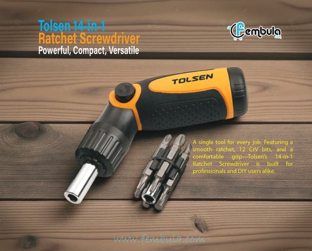 Tolsen 14-in-1 Ratchet Screwdriver Set | 45° Angle Function | Model 20050 (Implied)