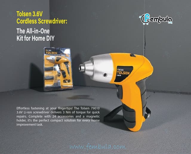 Tolsen FX Force Xpress 3.6V Li-ion Cordless Screwdriver Set | 24 Pcs Accessories | Model 79010