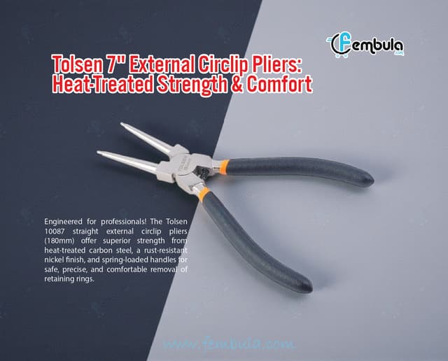 Tolsen Professional Straight External Circlip Pliers | 7 Inch (180mm) | Carbon Steel | Model 10087