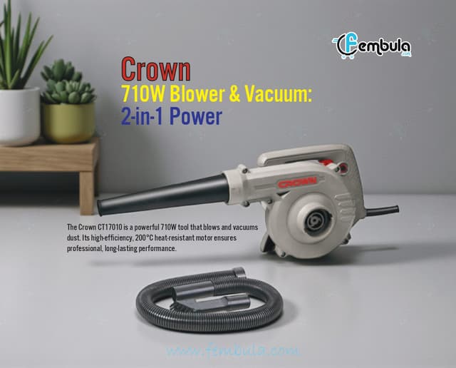 Crown CT17010 710W Dust Blower & Vacuum Cleaner | High-Efficiency Motor
