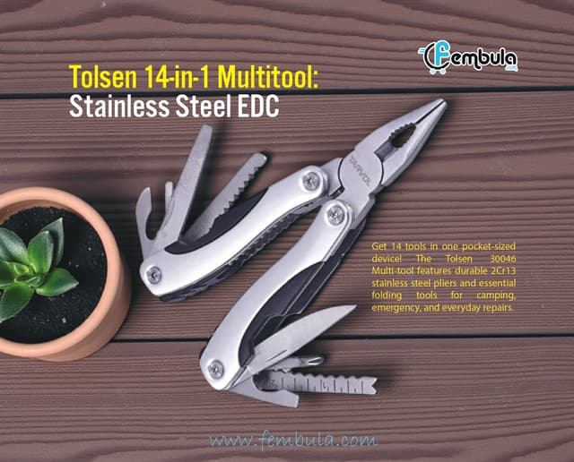 Tolsen 14-in-1 Multitool Pliers | 2Cr13 Stainless Steel | Model 30046