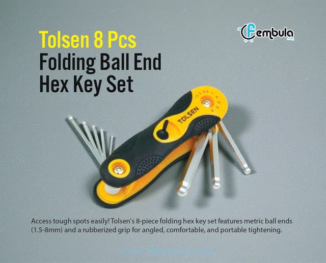 Tolsen 8 Pcs Metric Folding Ball End Hex Key Set | 1.5–8mm | Model 20058